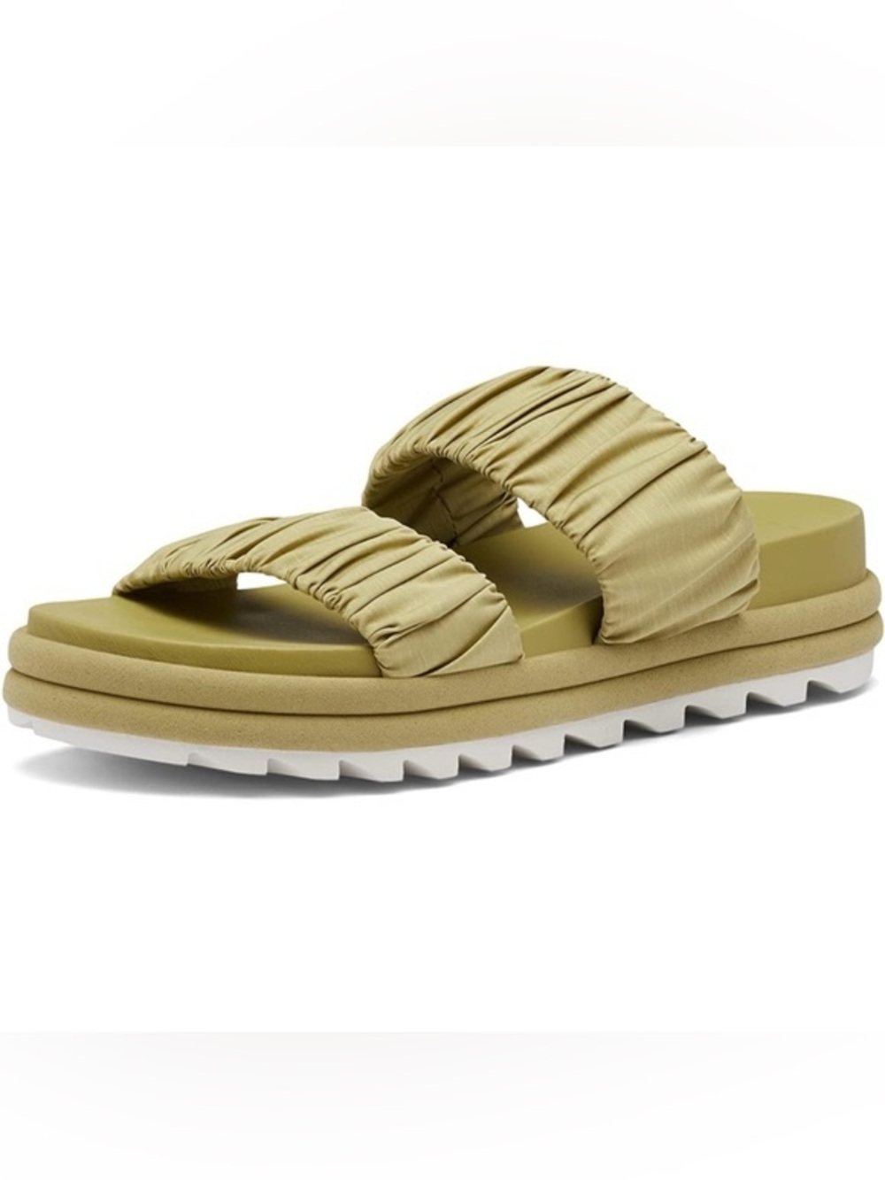 Sorel Roaming Two-Strap Sandals Ruched Olive Shade Chalk Size 8